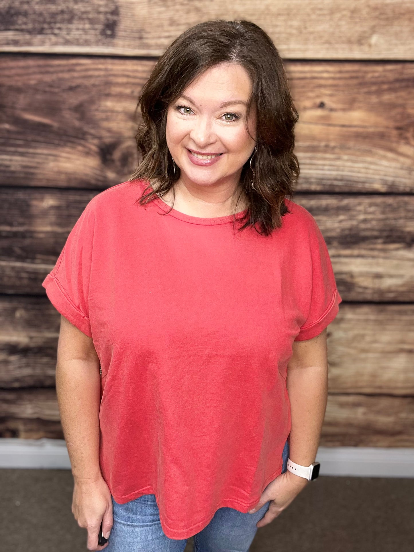 Mineral Wash Oversized Rolled Sleeve Tee-3 colors