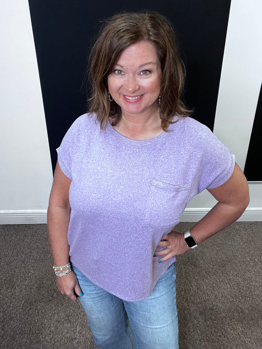 Hacci Tee with Pocket, Lavender