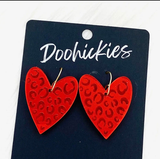 Leopard Mirror Hearts Earrings