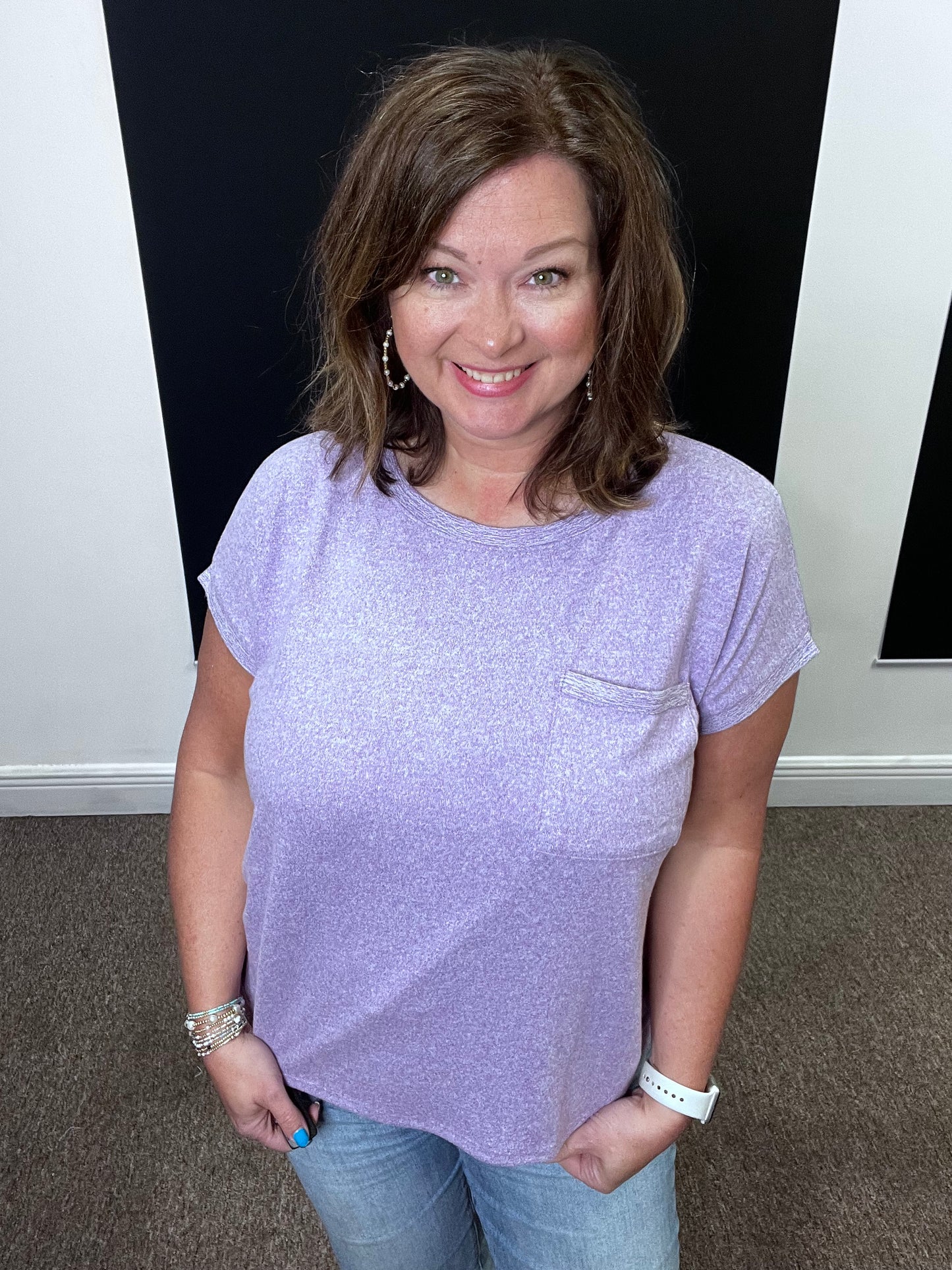 Hacci Tee with Pocket, Lavender