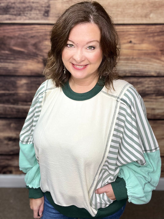 Colorblock Sweatshirt, Mint