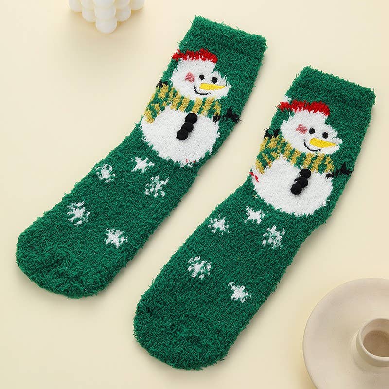 Cozy Holiday Christmas Character Fuzzy Crew Socks