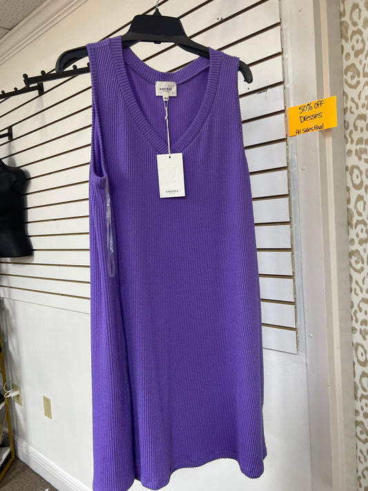 Ribbed V-Neck Dress