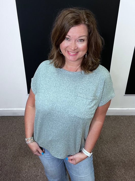 Hacci Tee with Pocket, Ash Jade