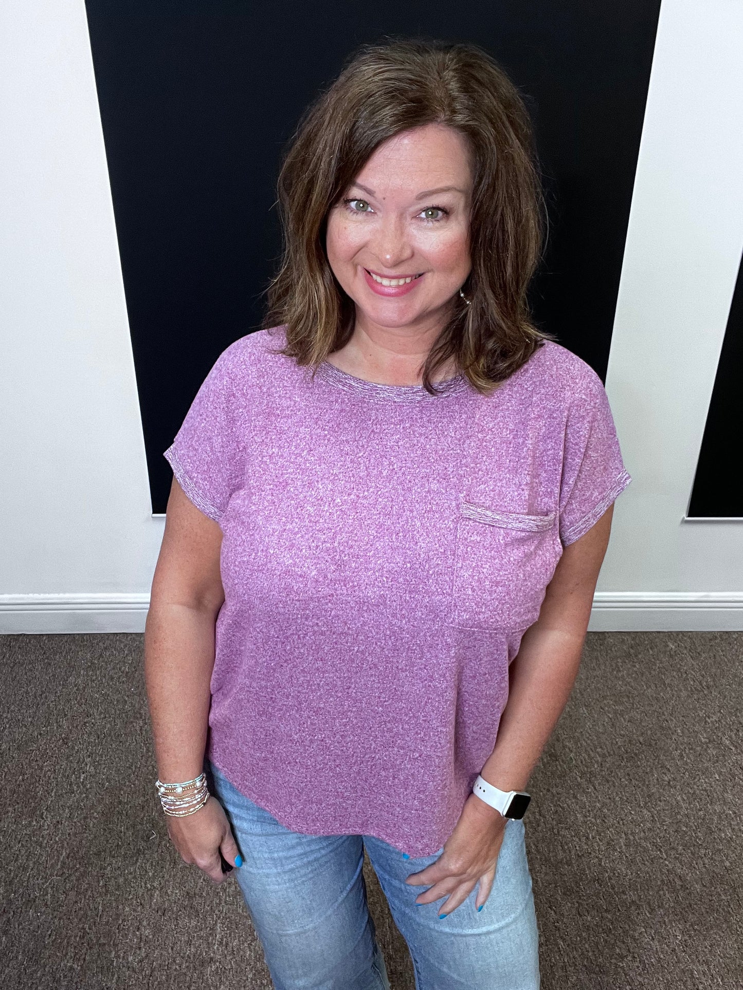 Hacci Tee with Pocket, Lt Plum