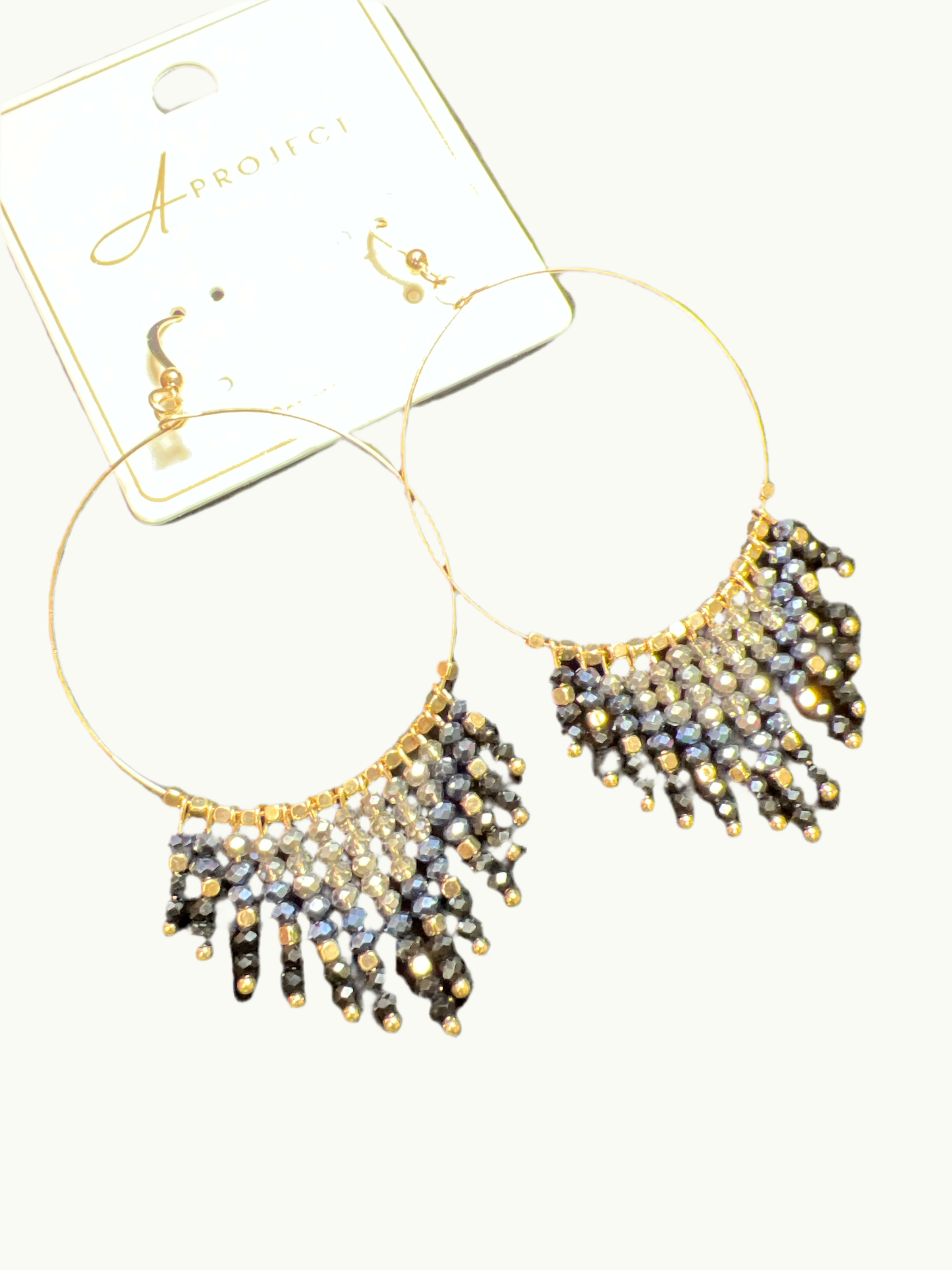 Beaded Tassel and Ring Earrings