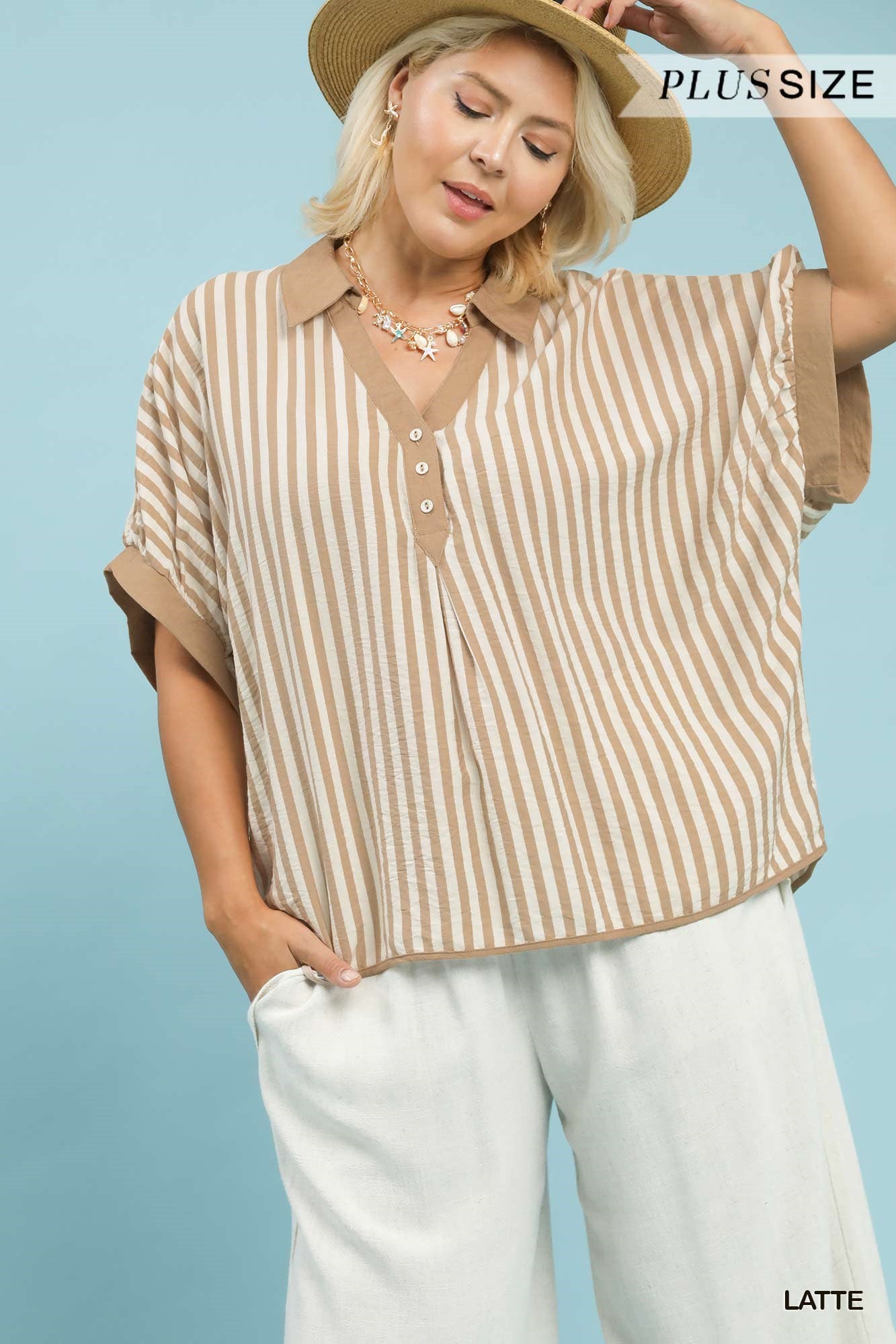The Sutton Stripe Oversized Collared Top