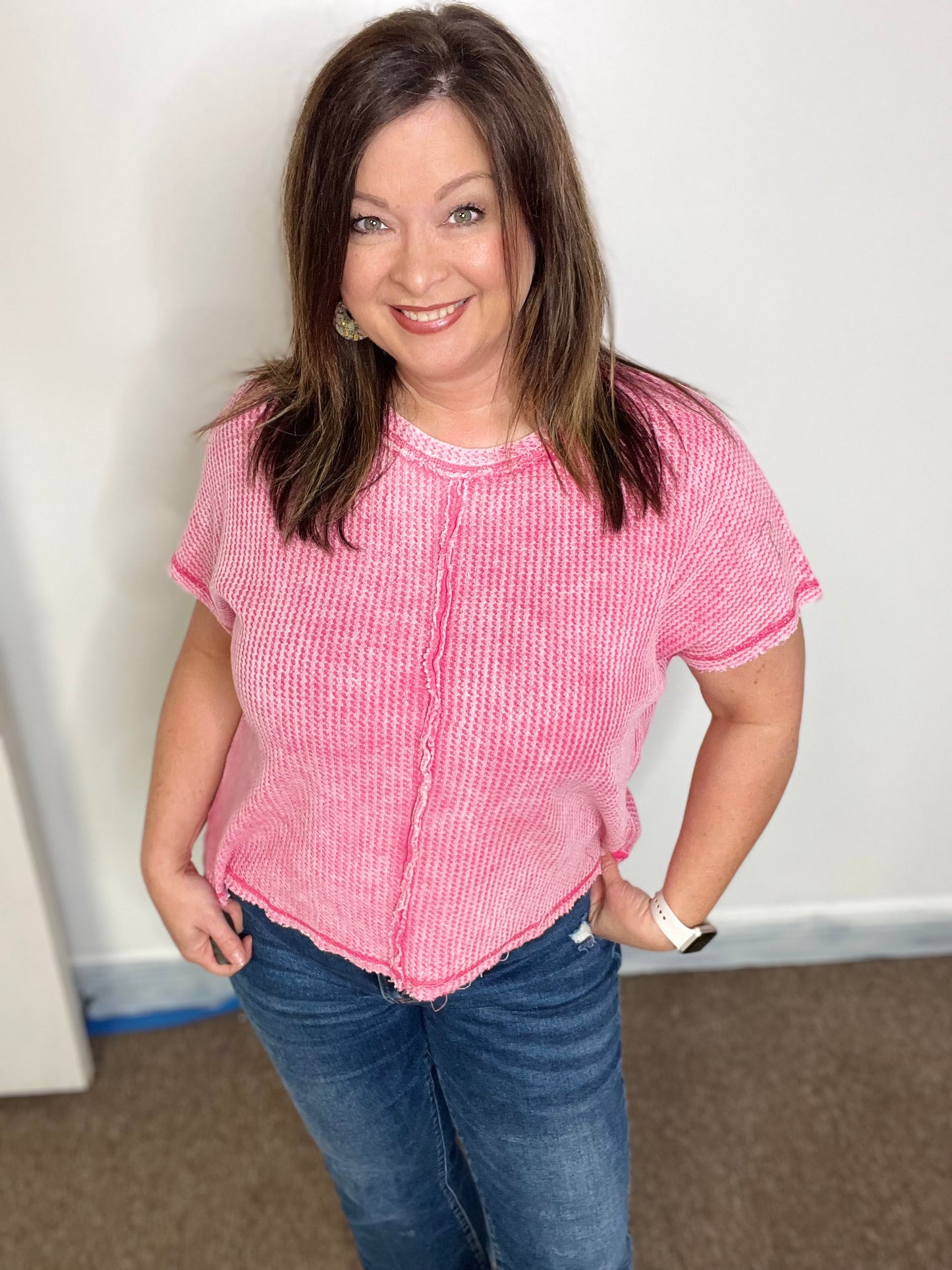 Making A Call Top, Fuchsia