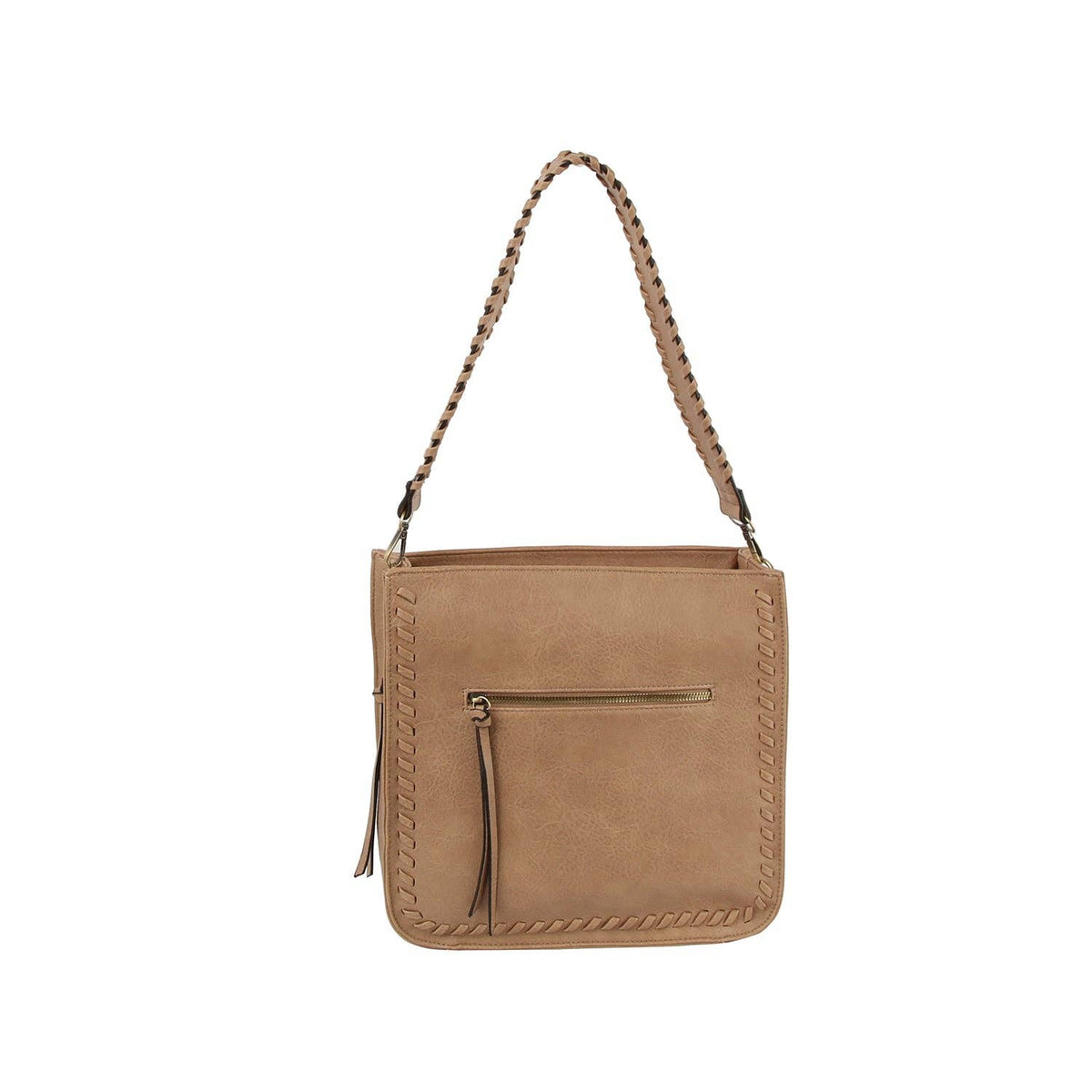 Whipstitch Accented Hobo Handbag
