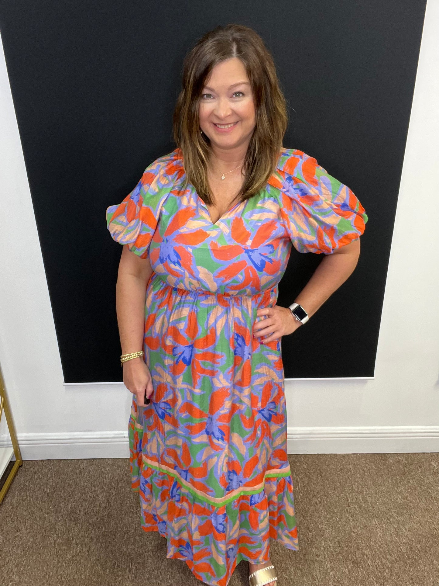 Floral Puff Sleeve Maxi Dress
