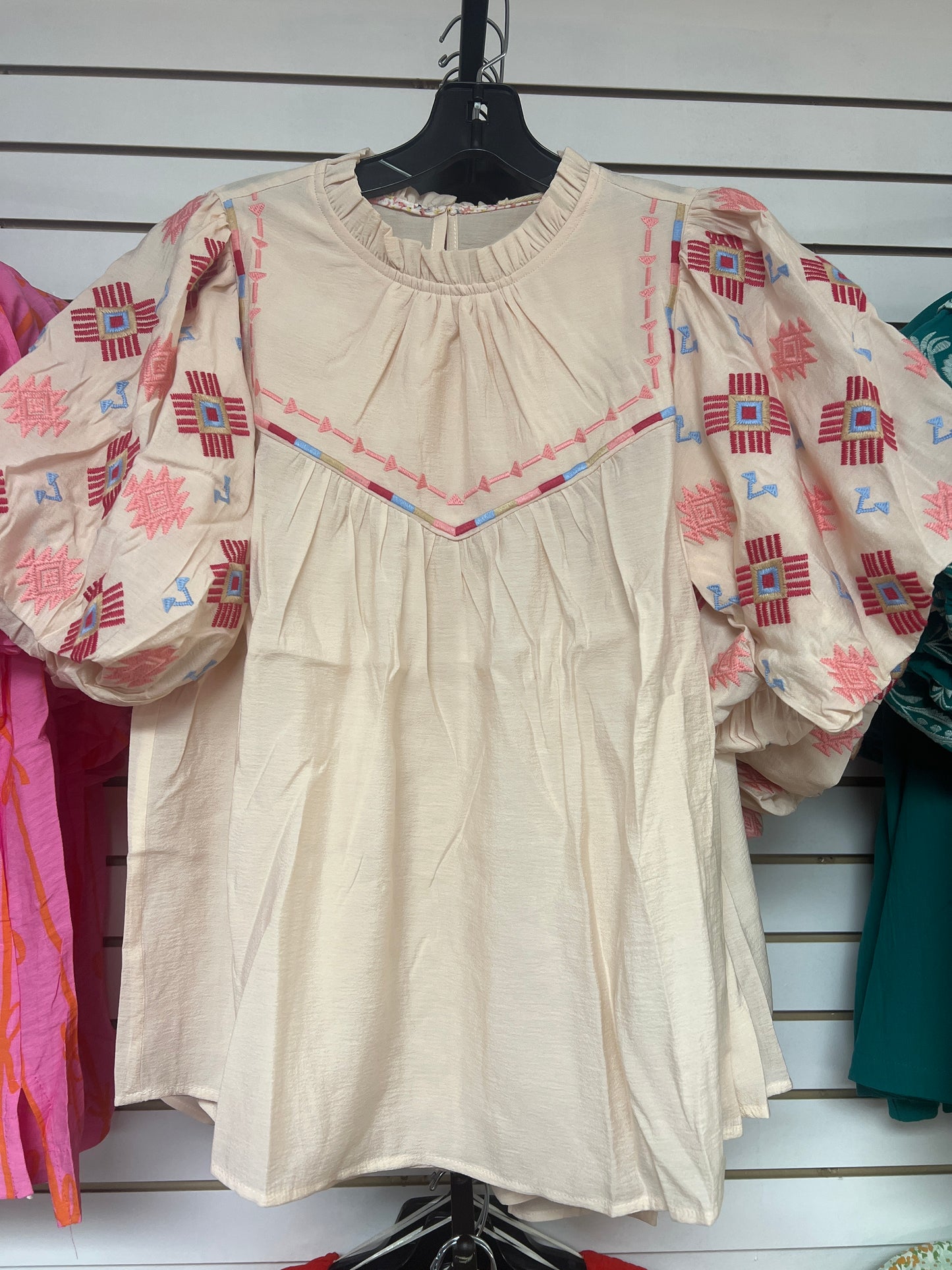 Embroidered High Neck Top