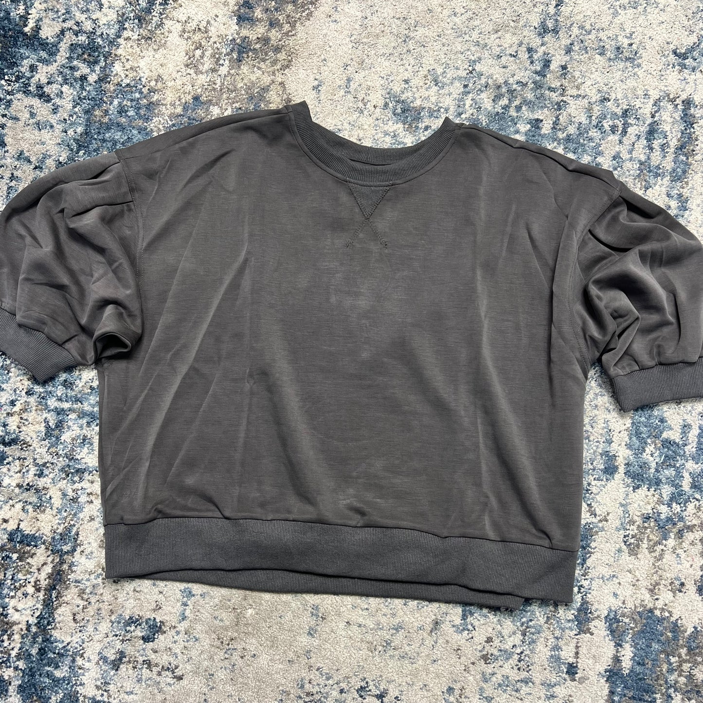 Cupro Crewneck Top, Charcoal