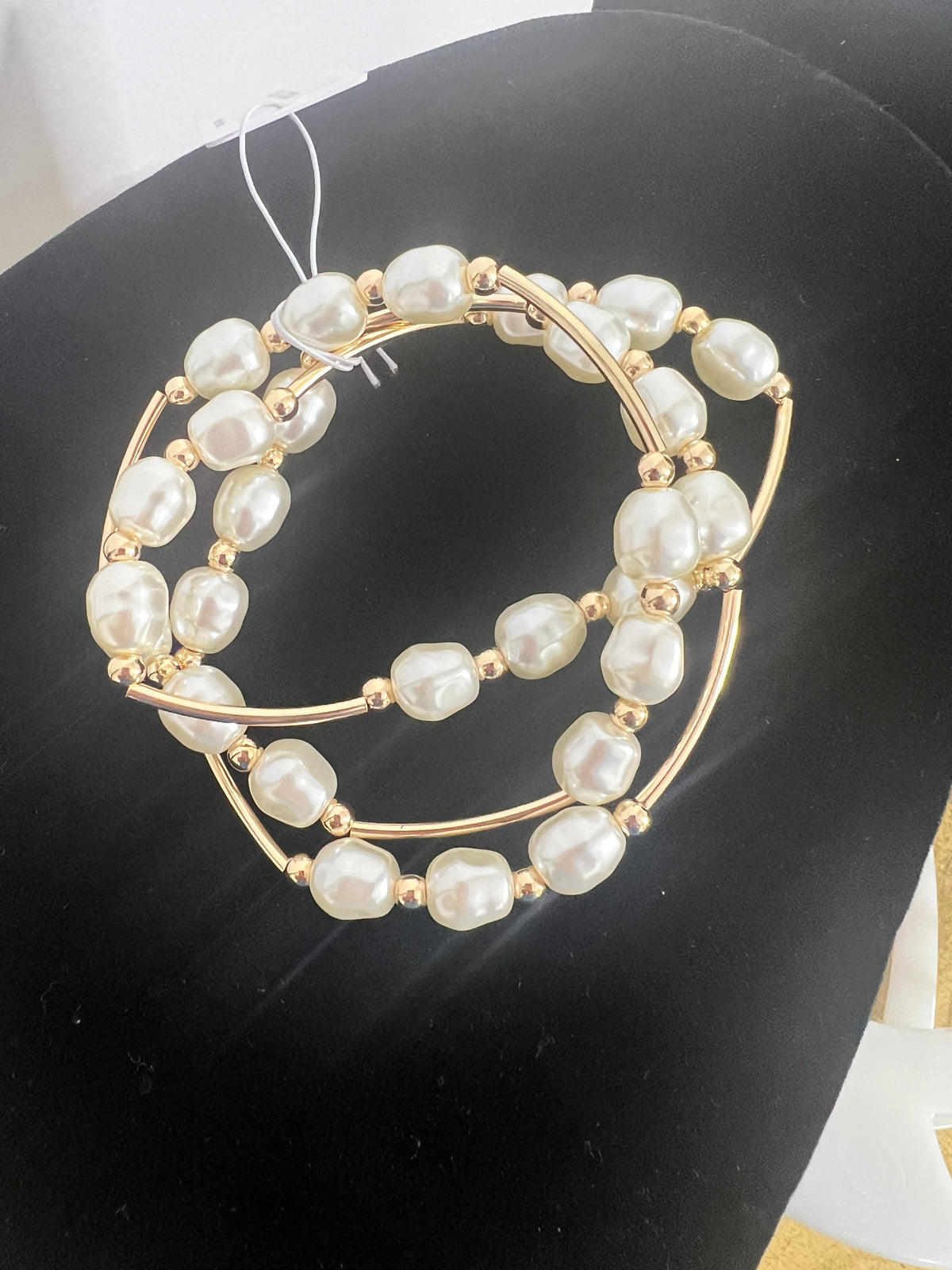 3 Strand Pearl Stretch Bracelet