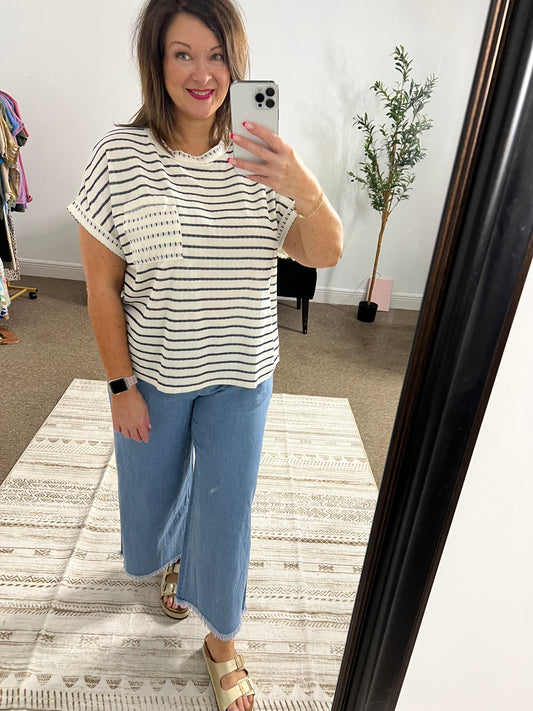 Easy Days Stripe Double Gauze Top