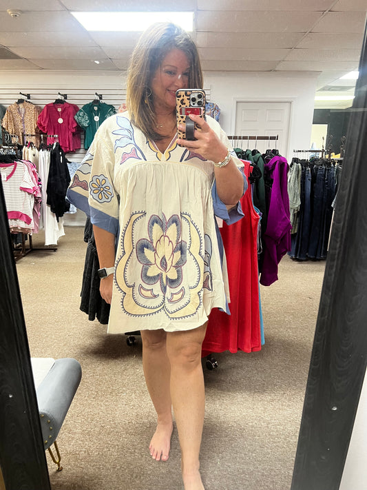 Bohemian Embroidered Kaftan Dress