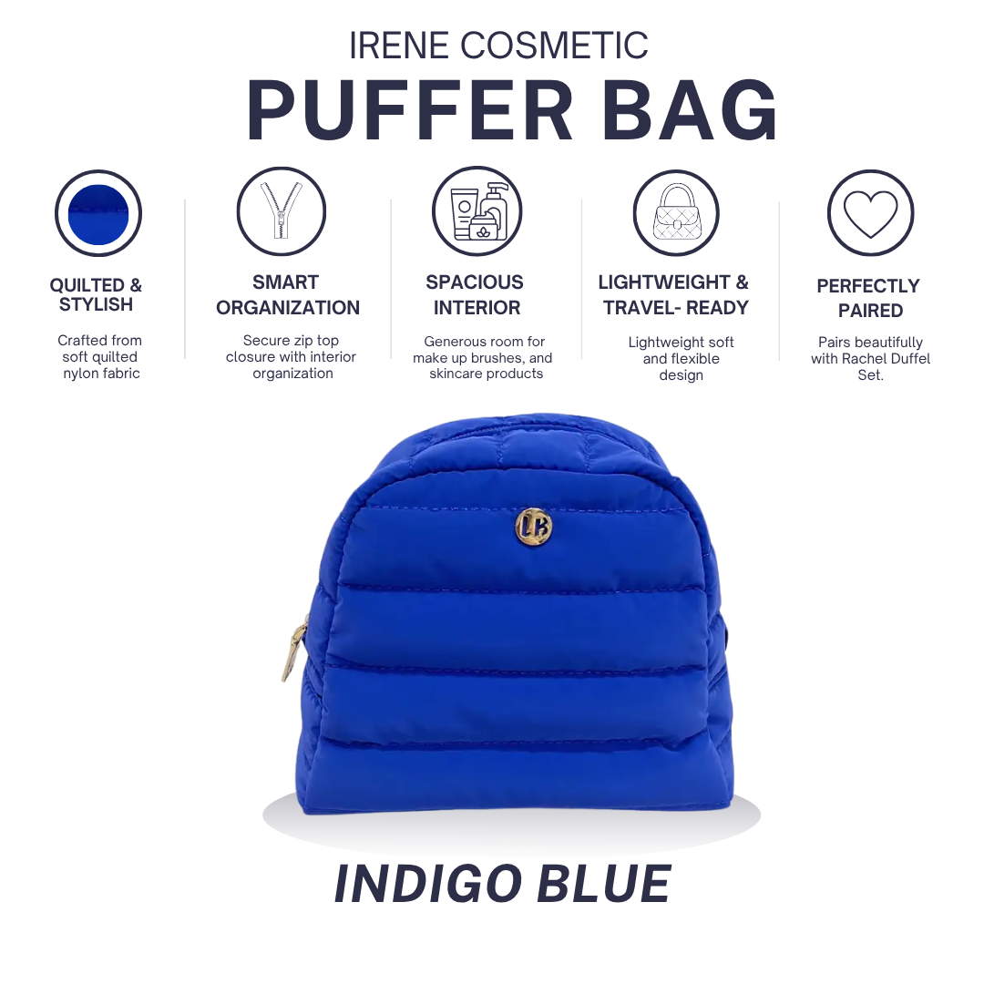 Cosmetic Puffer Makeup Travel Bag Indigo Blue