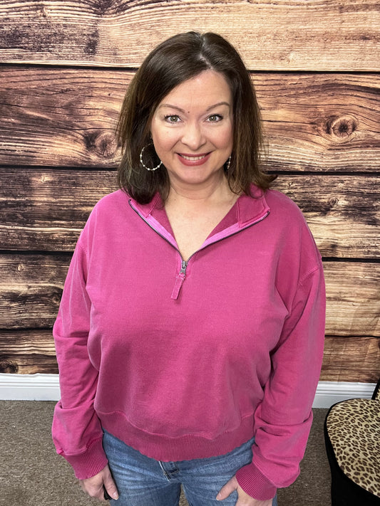 Plus Half Zip Pullover, Dark Red