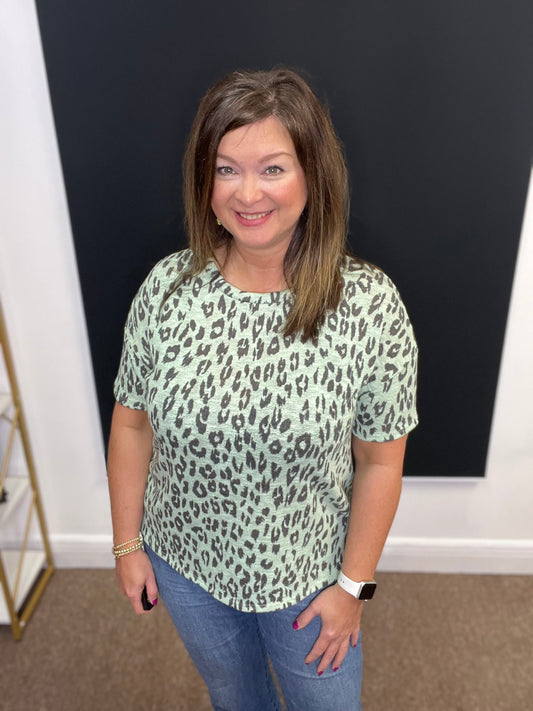 Short Sleeve Animal Print Top