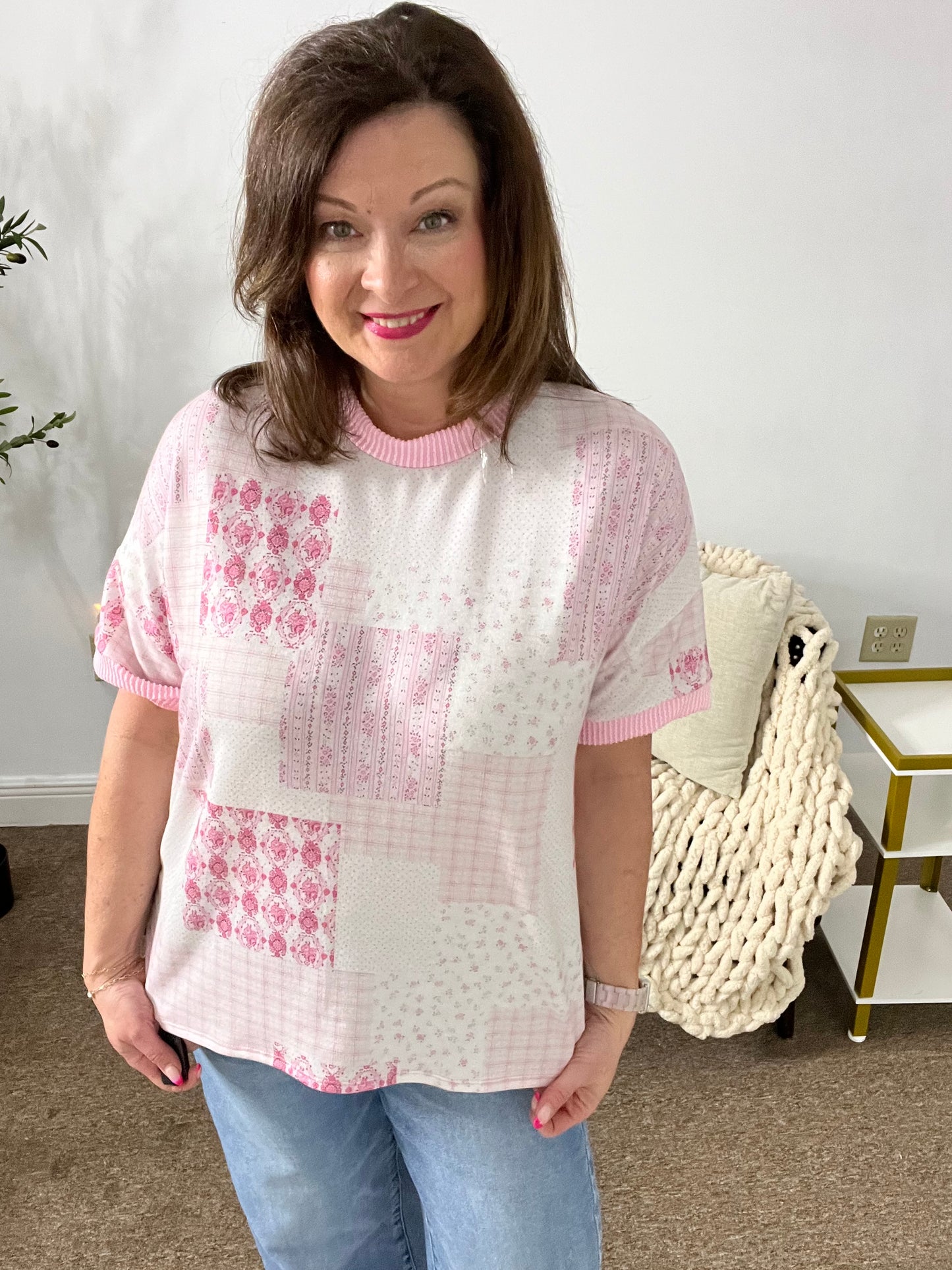 Easy Days Floral Patchwork Top