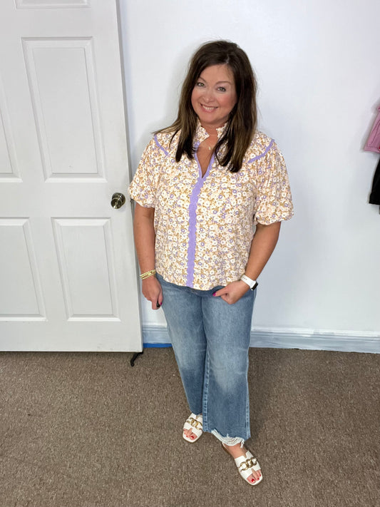 Floral Print Top, Lavender