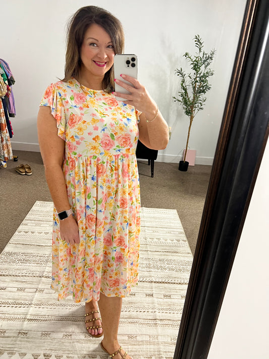 Garden Grace Floral Midi Dress