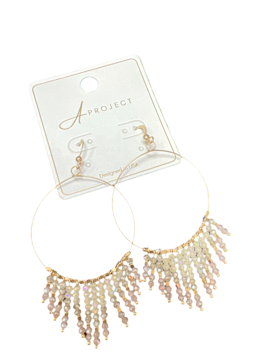 Beaded Tassel and Ring Earrings