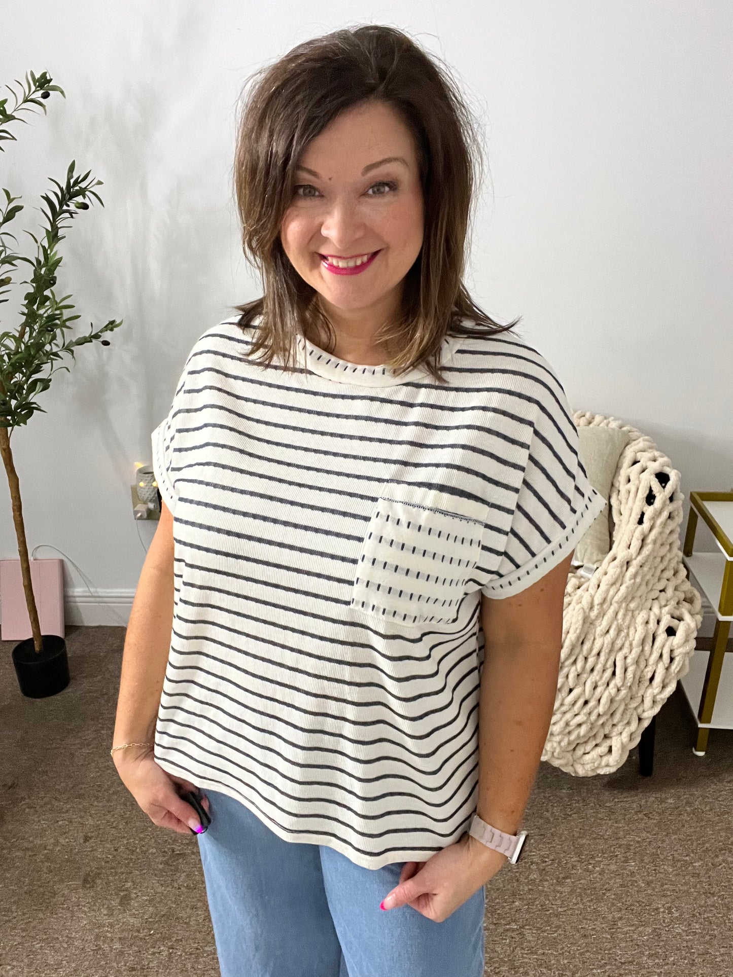 Easy Days Stripe Double Gauze Top