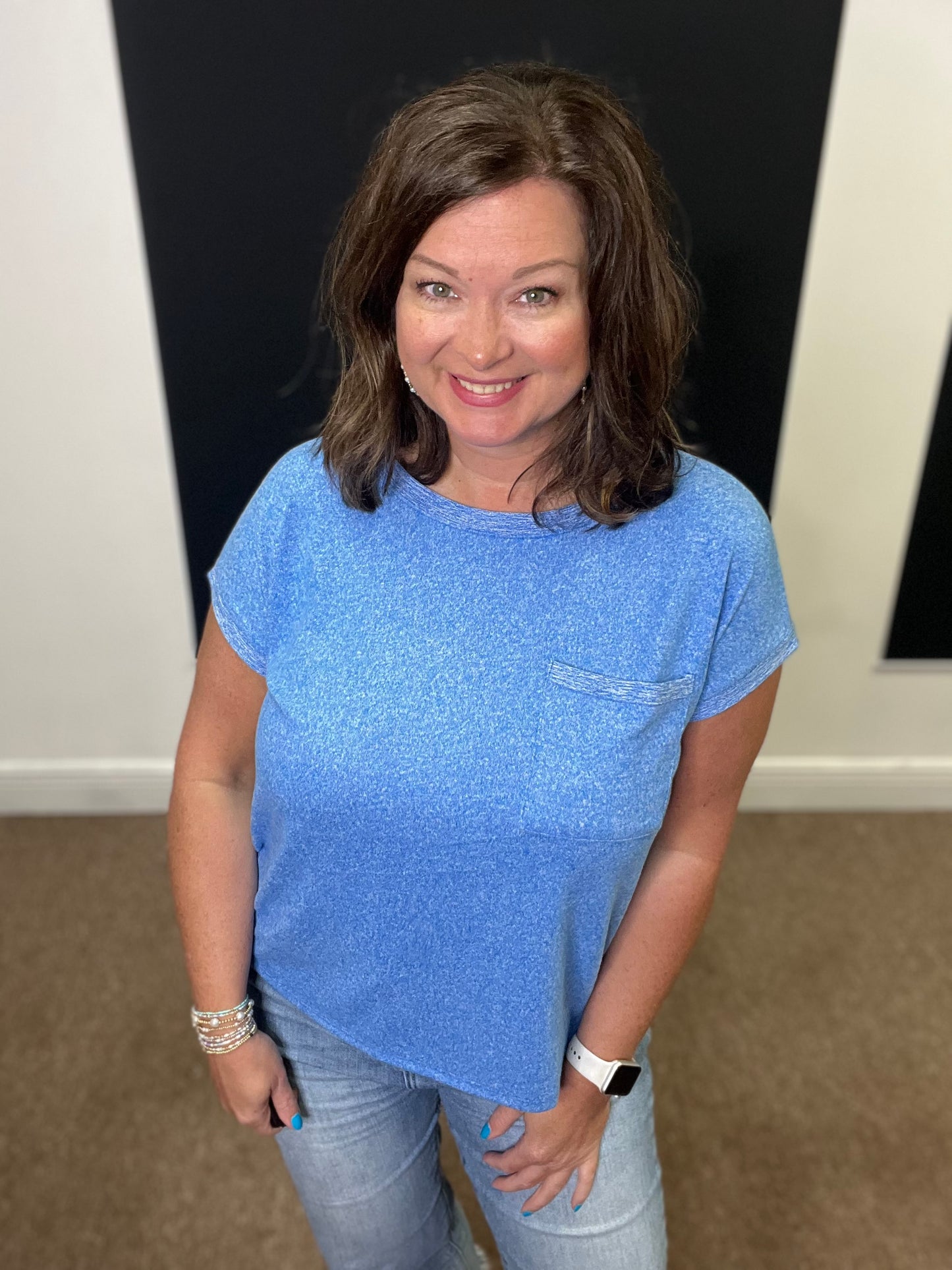 Hacci Tee with Pocket, Ocean Blue