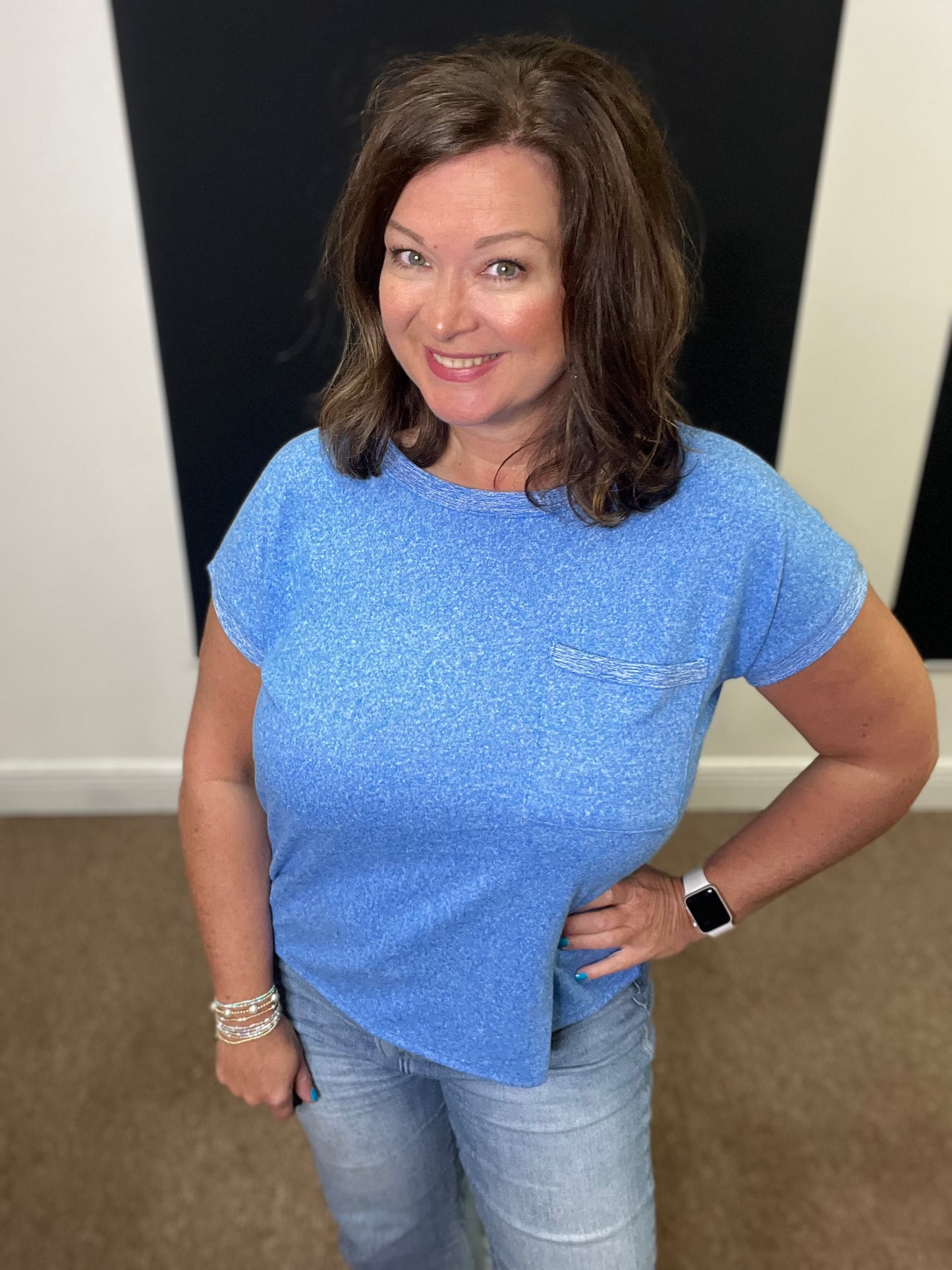 Hacci Tee with Pocket, Ocean Blue