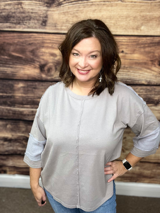 Acid Washed Top-Grey