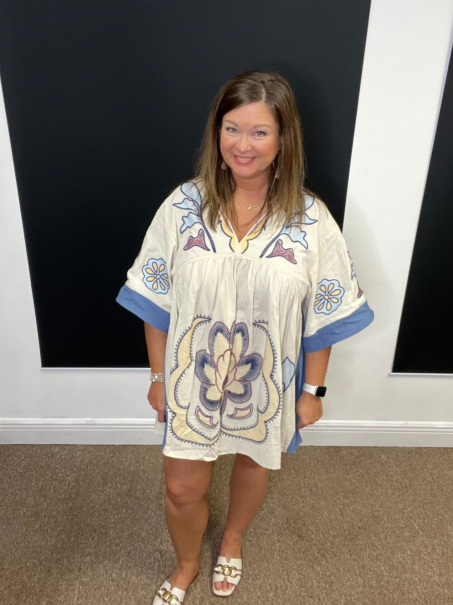 Bohemian Embroidered Kaftan Dress