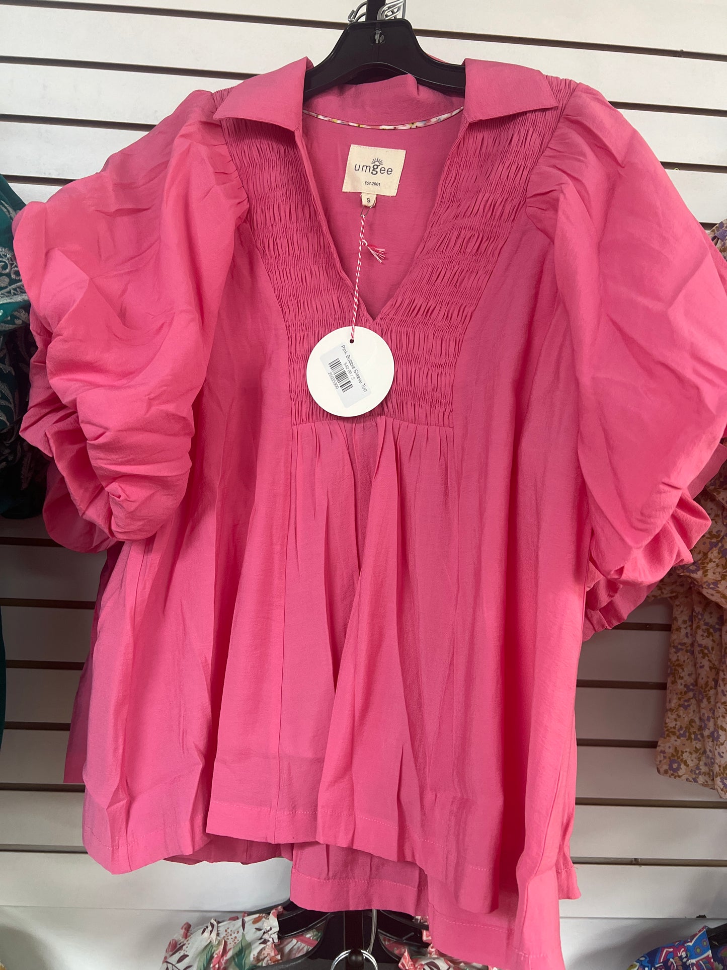 Pink Bubble Sleeve Top