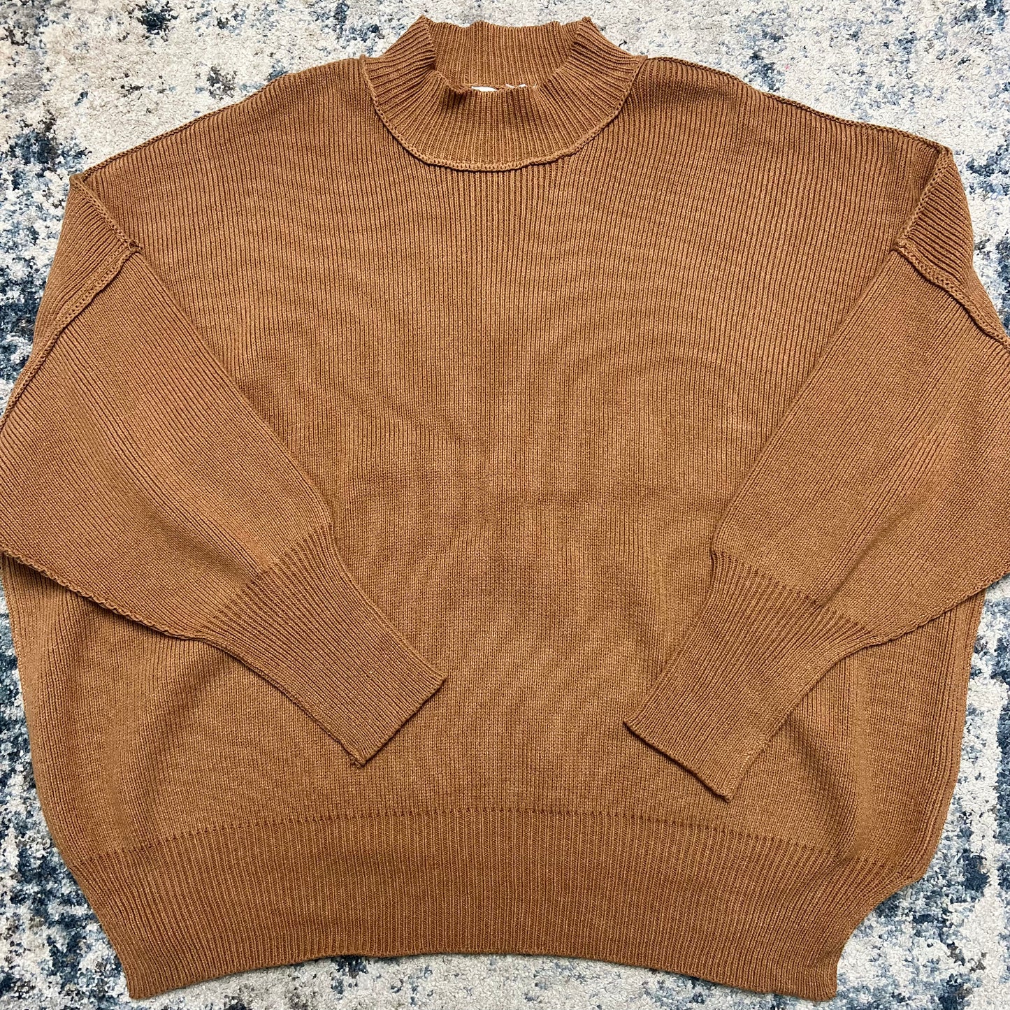 Side Slit Oversized Sweater, Deep Camel