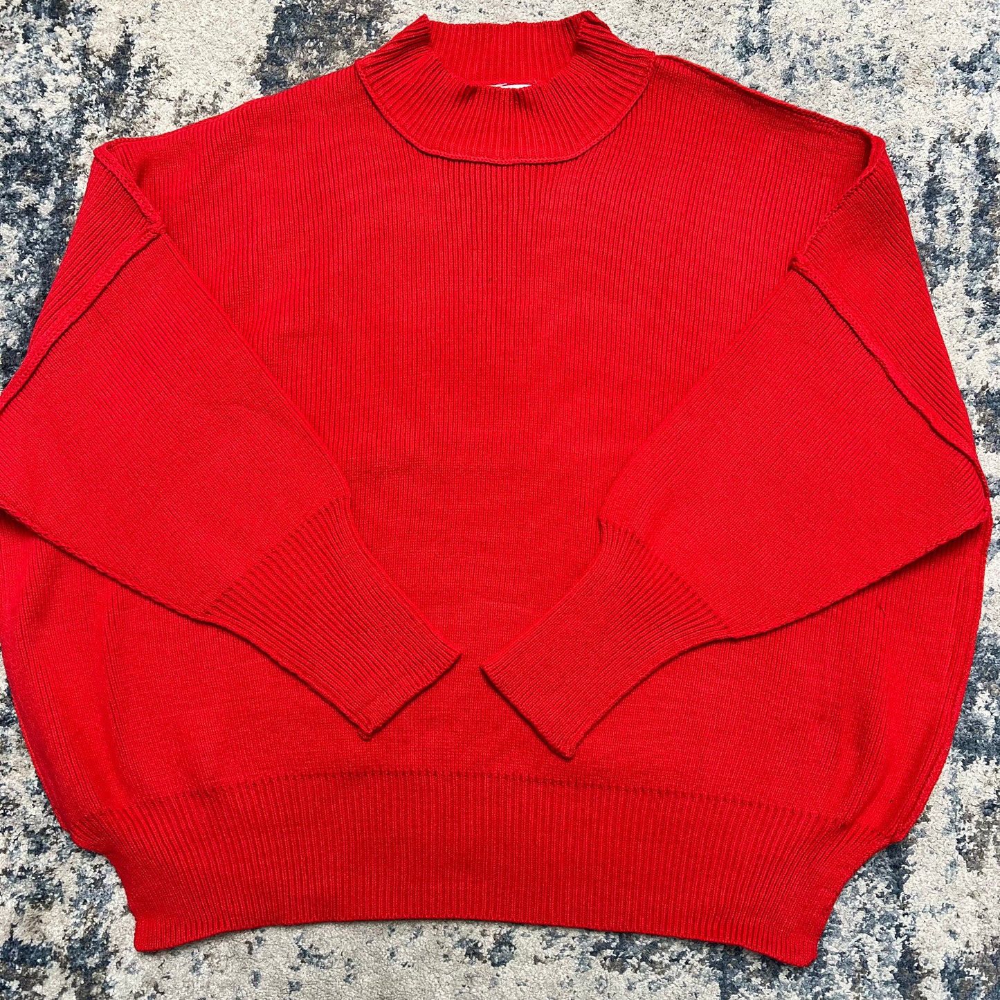 Side Slit Oversized Sweater, Ruby