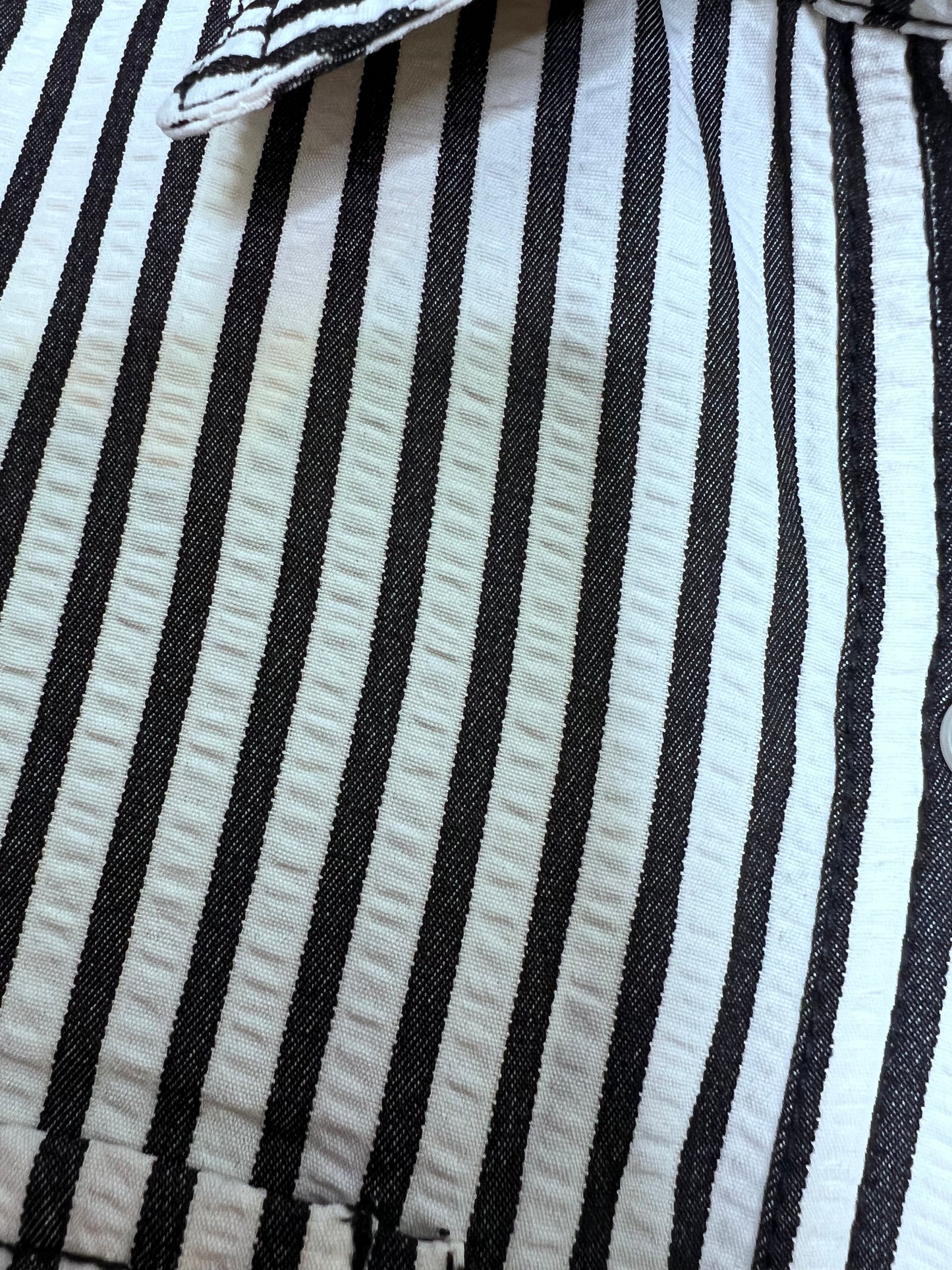 Textured Stripe Button Top, Black