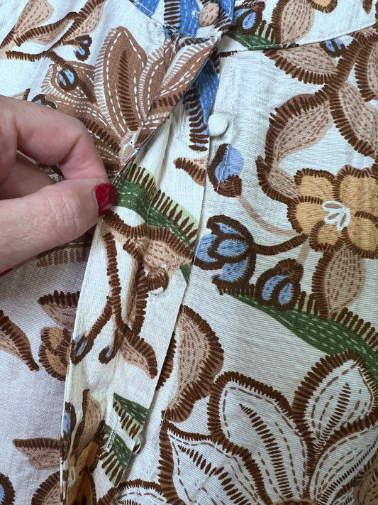 Floral Tiered Midi Dress, Latte