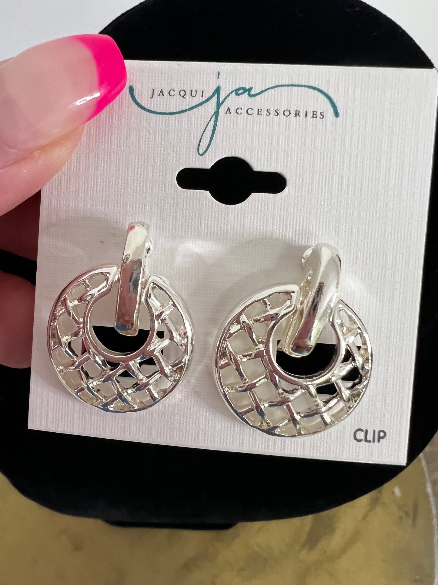 Circle Weave Clip Earrings