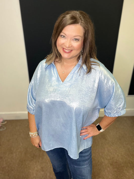 Metallic Top, Blue