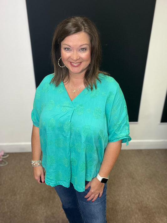 Front Swiss Dot Top, Jade