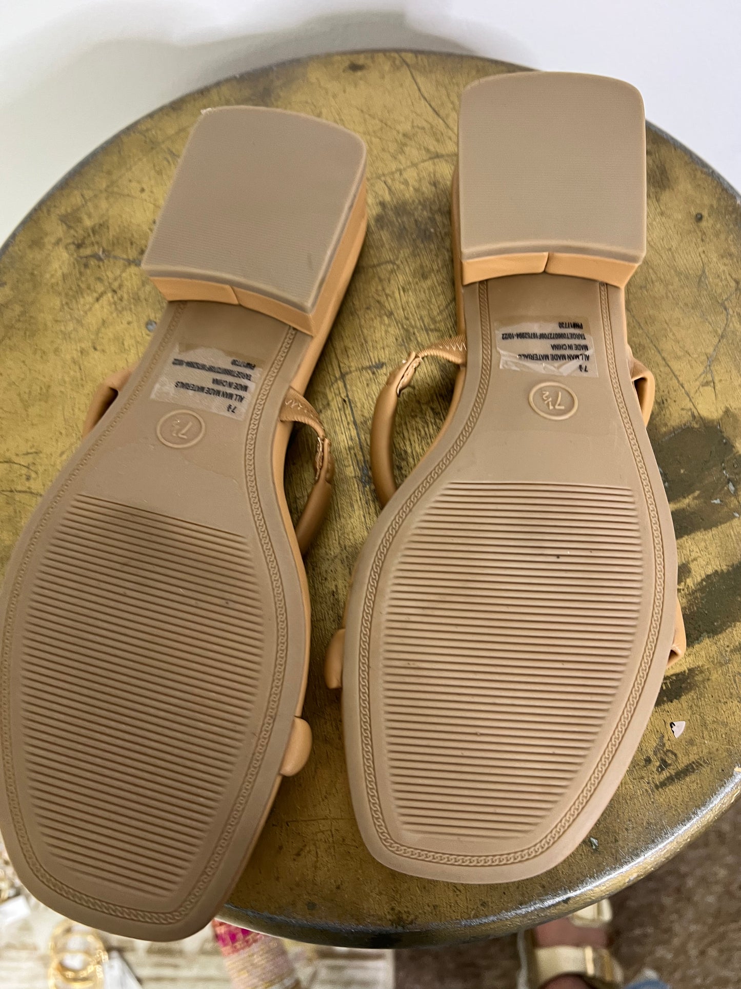 A New Day Tan Double Strap Heeled Sandals Size 7 1/2