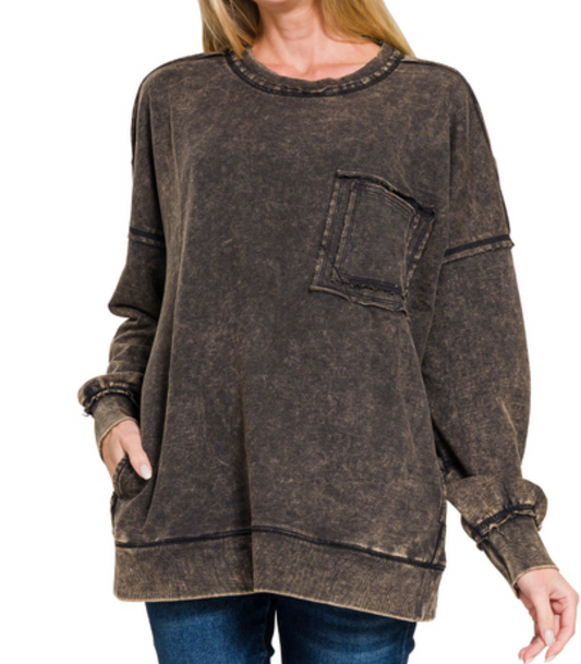 Acid Wash Pullover 1X-3X