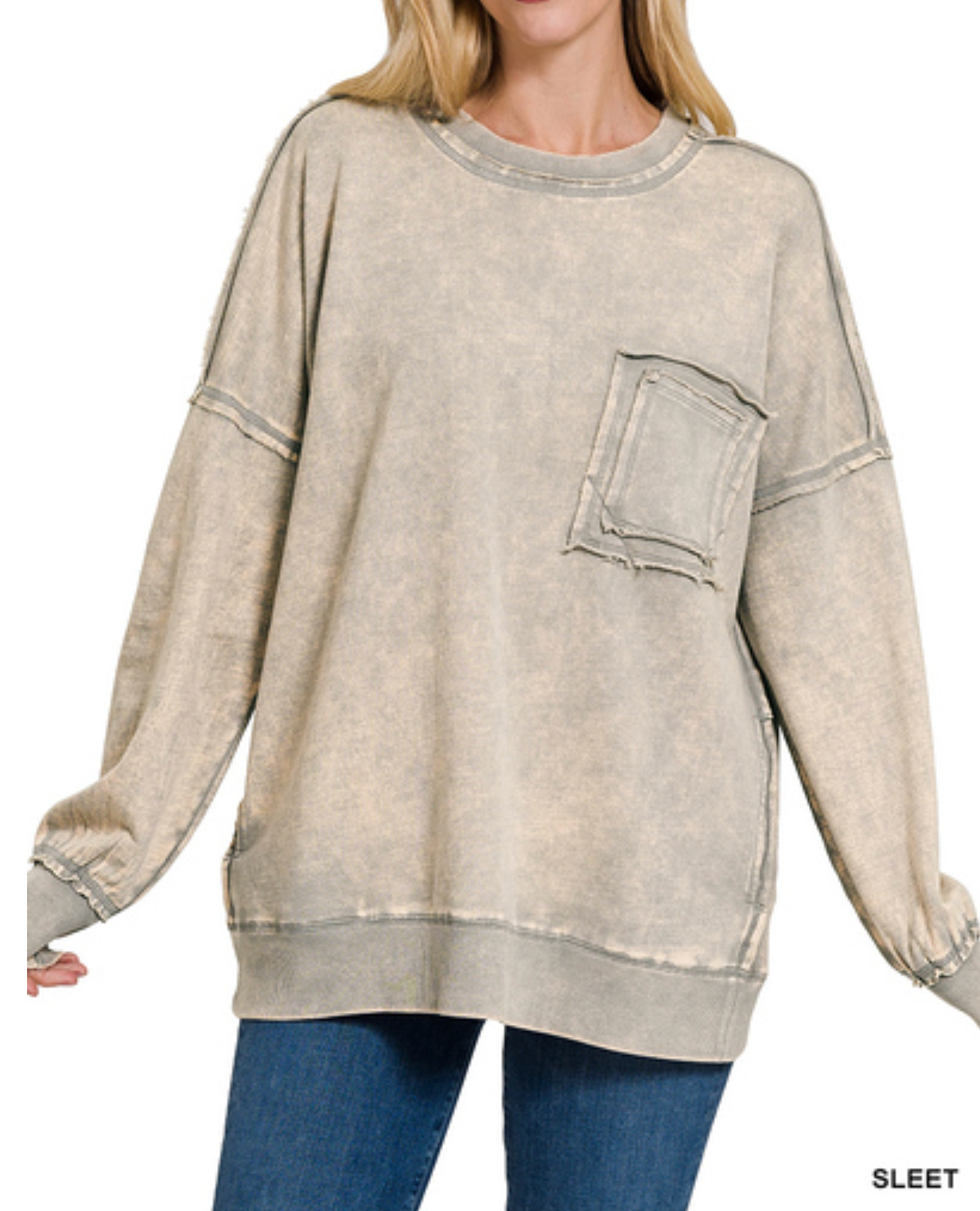 Acid Wash Pullover 1X-3X