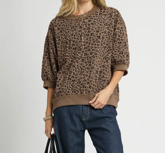 Knit Puff Sleeve Sweatshirt