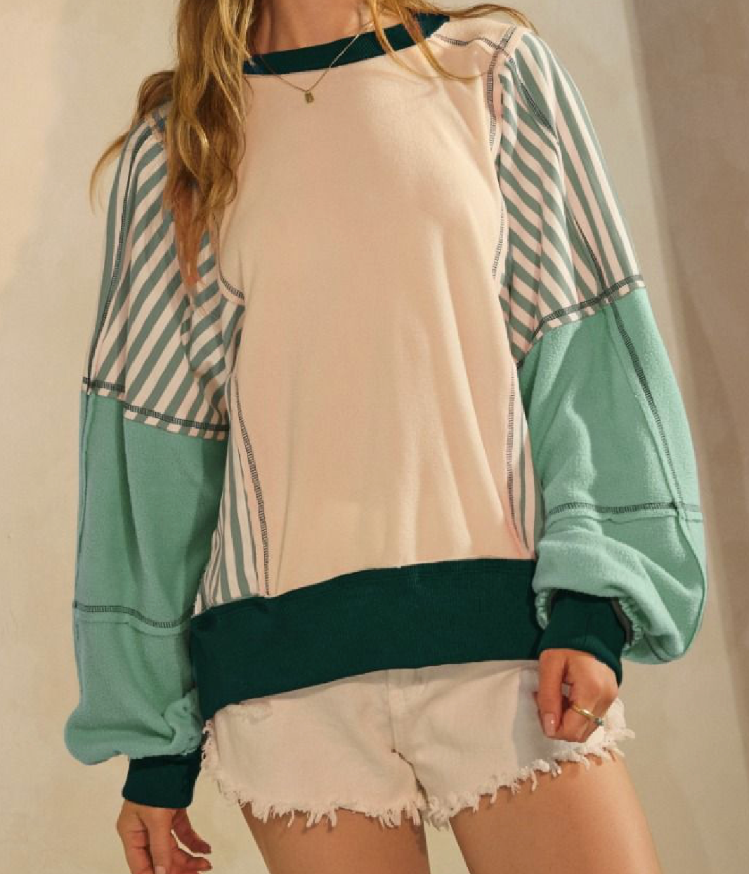 Colorblock Sweatshirt, Mint