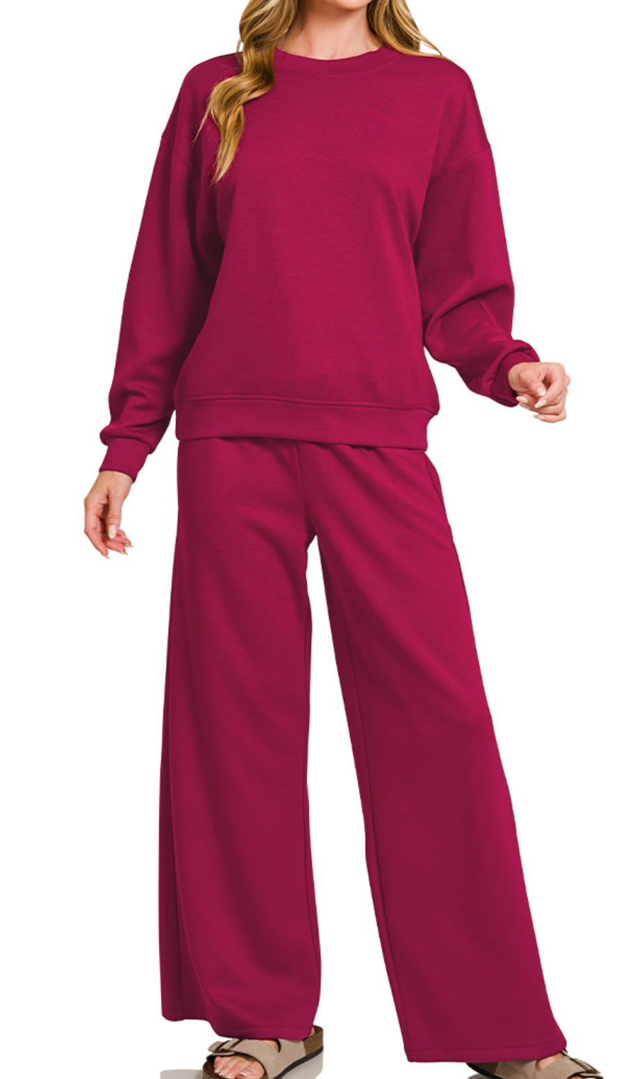 Scuba Crewneck Pullover and Pants, Cabernet