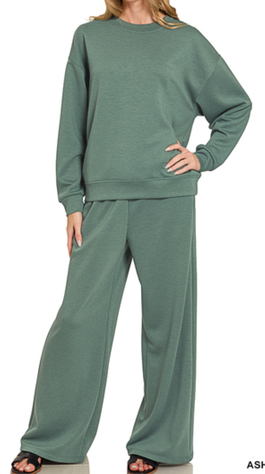 Scuba Crewneck Pullover and Pants, Ash Jade