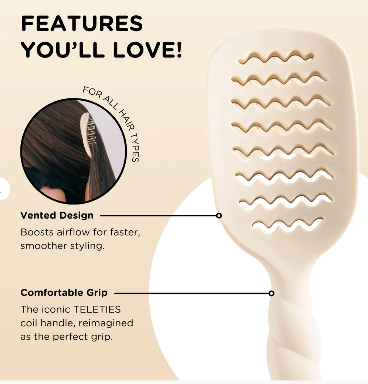 Vented Hair Brush-Tan
