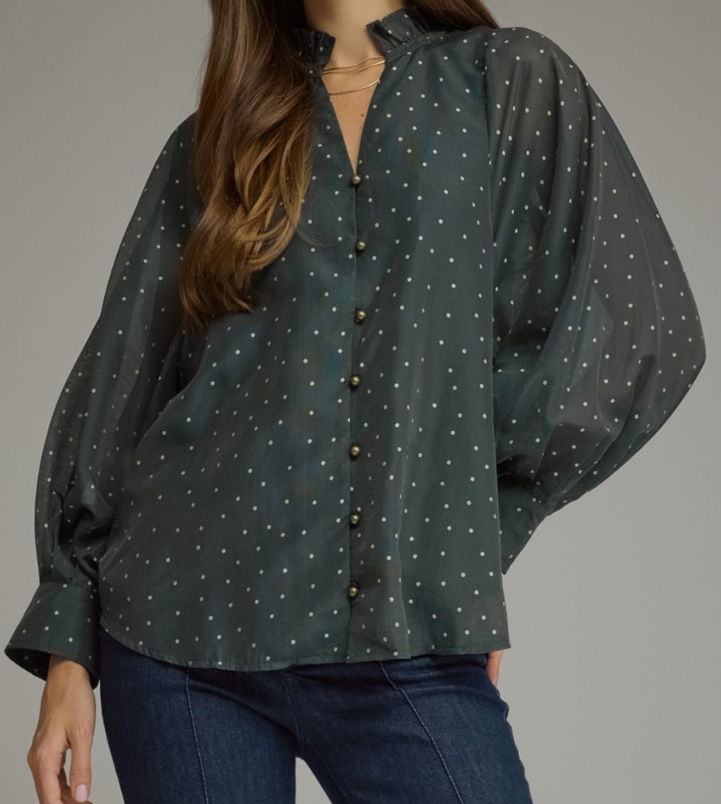 Dotted Darling Button-Up Top