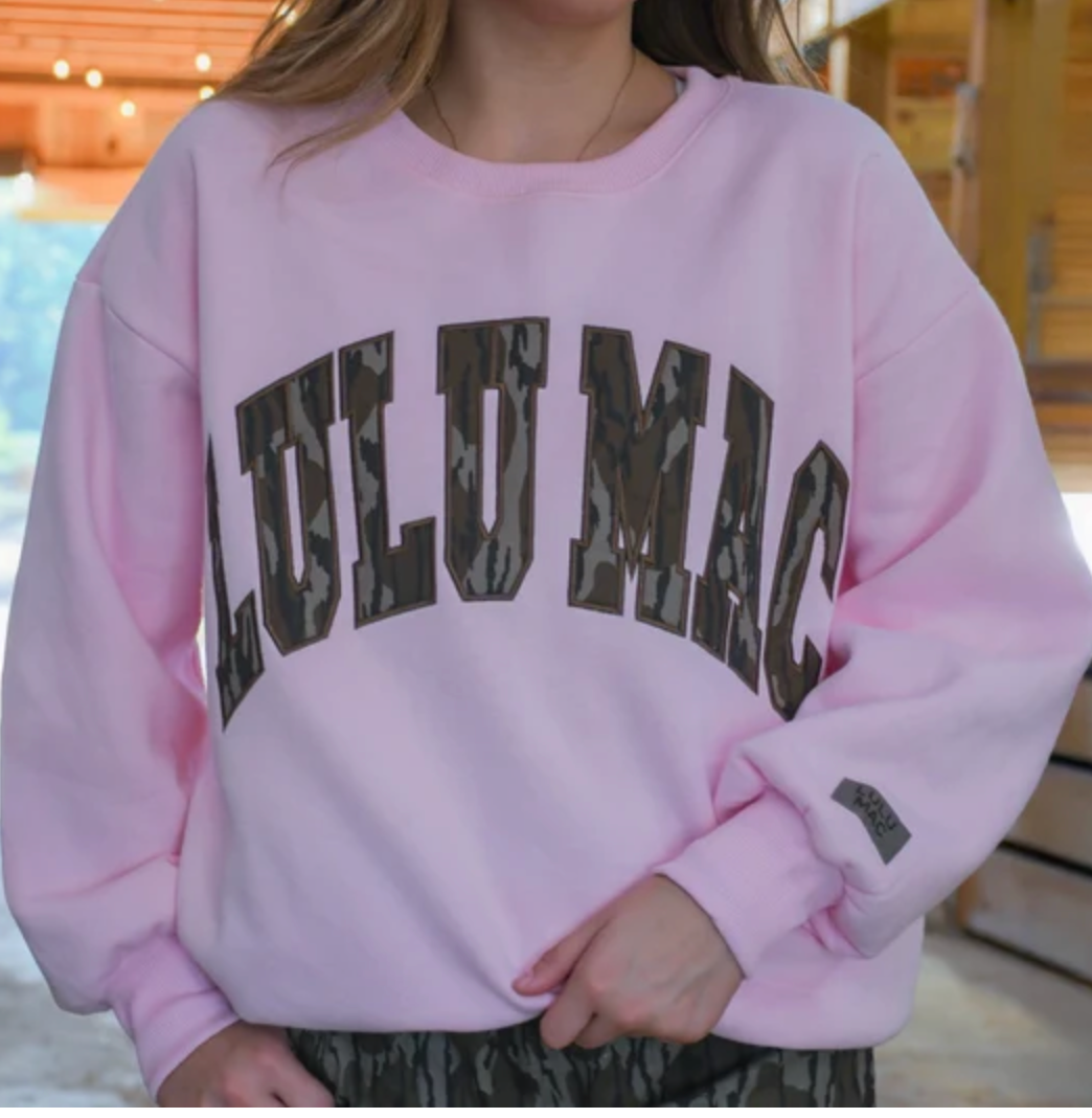 LuluMac: Mossy Oak Bottomland Sweatshirt, Light Pink