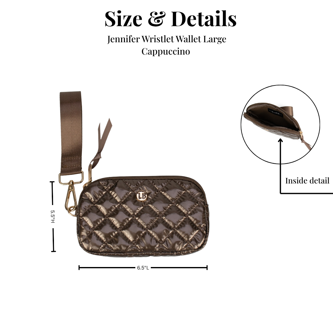 Jennifer Wristlet Wallet – Cappuchino Phone & Zip Pouch